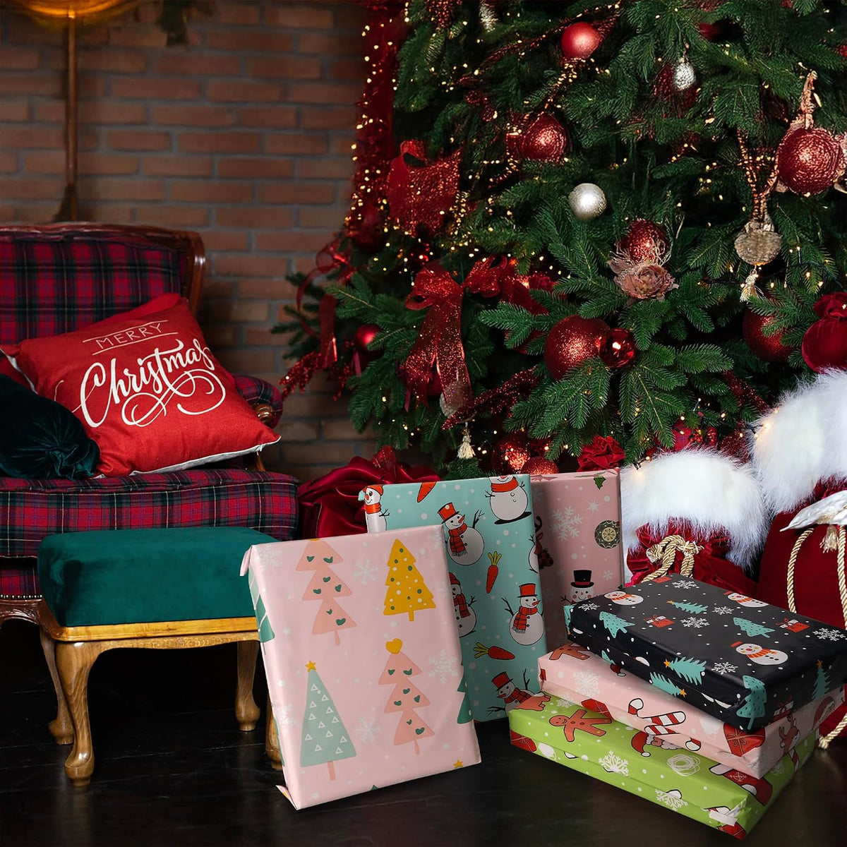 Christmas Poly Mailers 6x9 Inch, 100 Count, Pastel Tree Shipping Bags