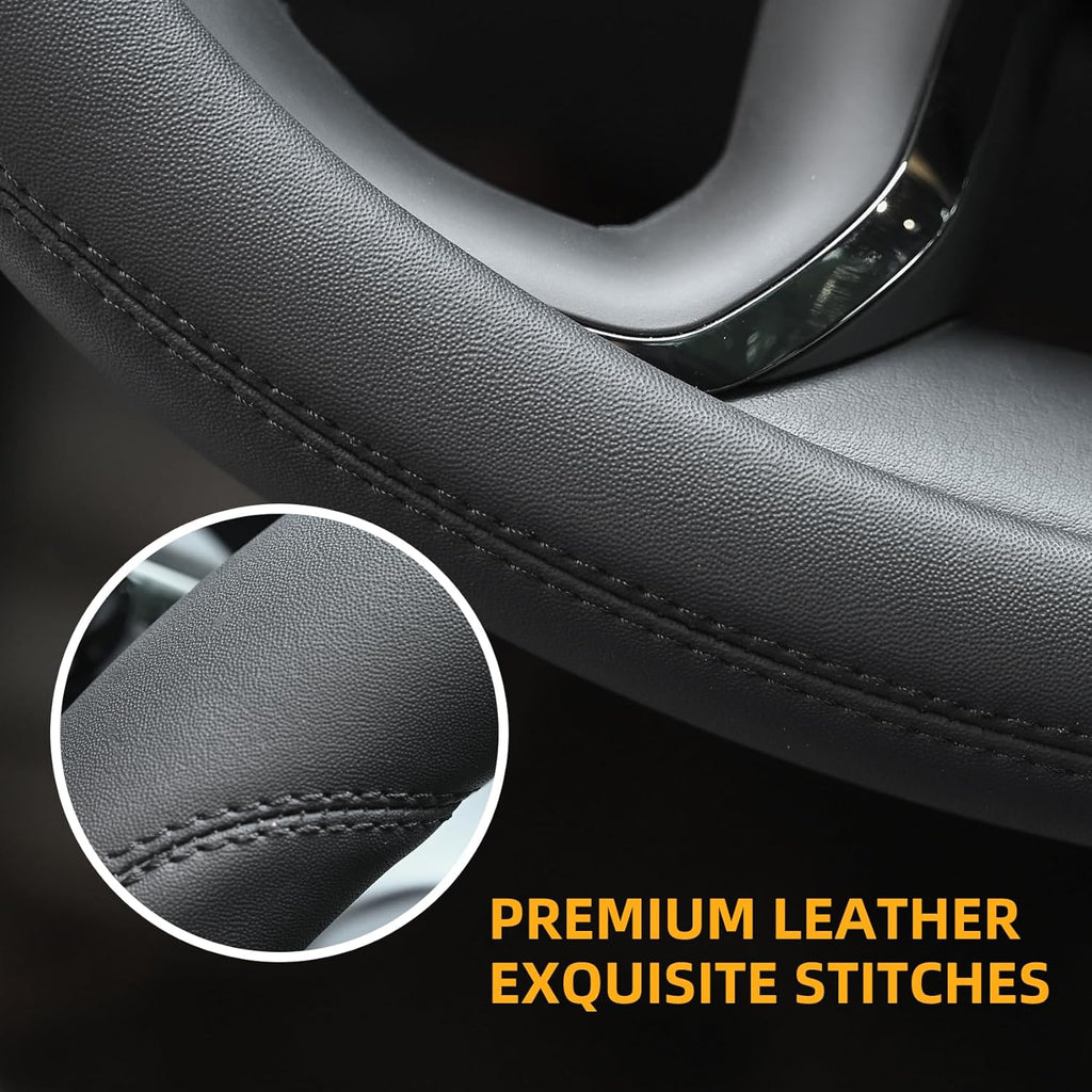 Microfiber Leather Steering Wheel Cover Large-Size for F150 F250 F350 Ram 4Runner Tacoma Tundra Range Rover Model S X