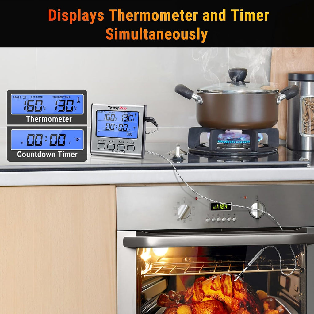 TempTrack Digital Cooking Meat Thermometer with Dual Meat Probe