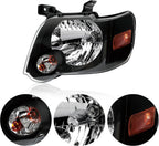 Pair Black Headlights Compatible with 2006-2010 Ford Explorer