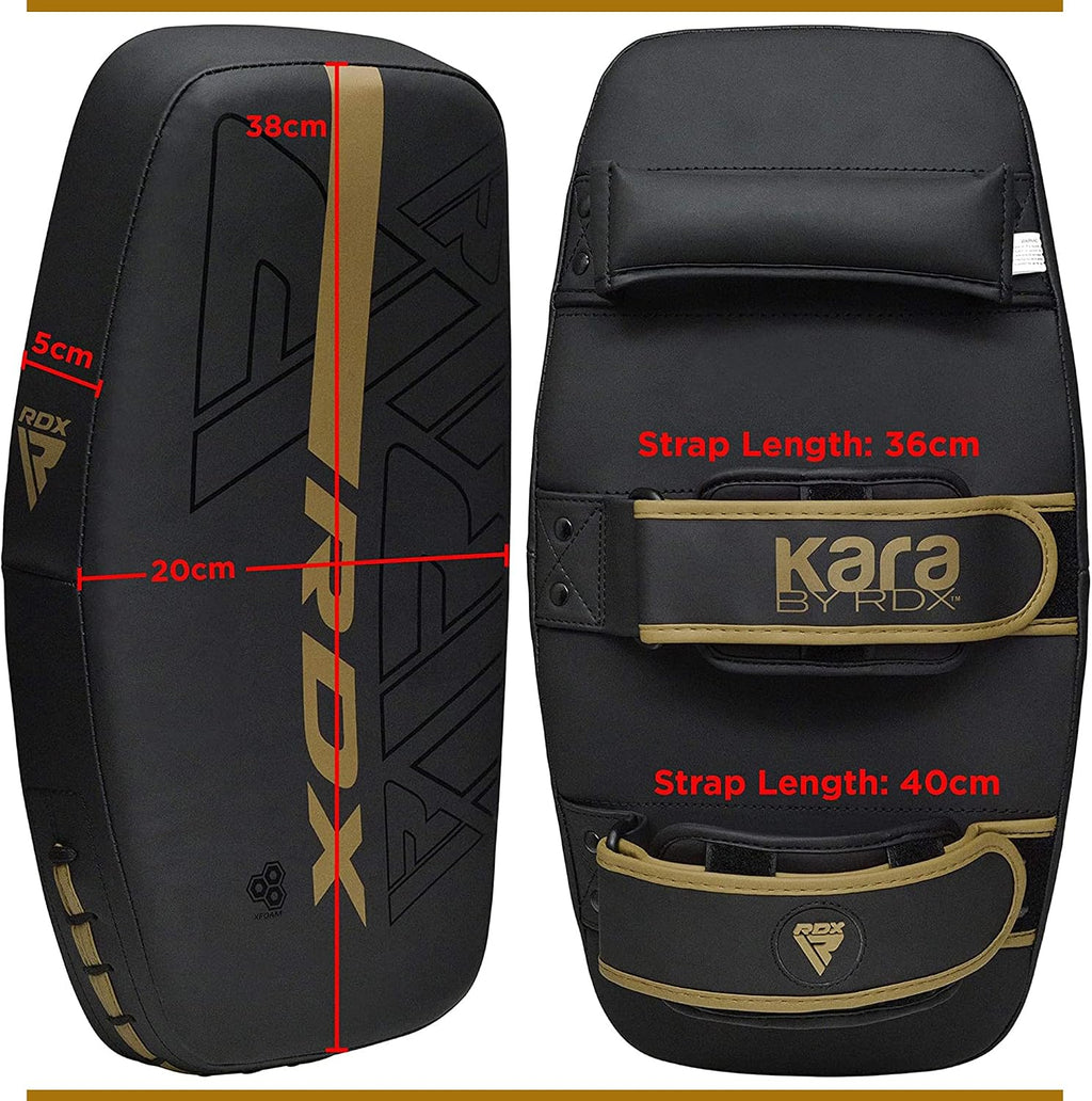 Thai Pads Curved Kickboxing Muay Thai with Solid Handle Grip, Maya Hide Leather KARA Strike Shield for Knees Elbows