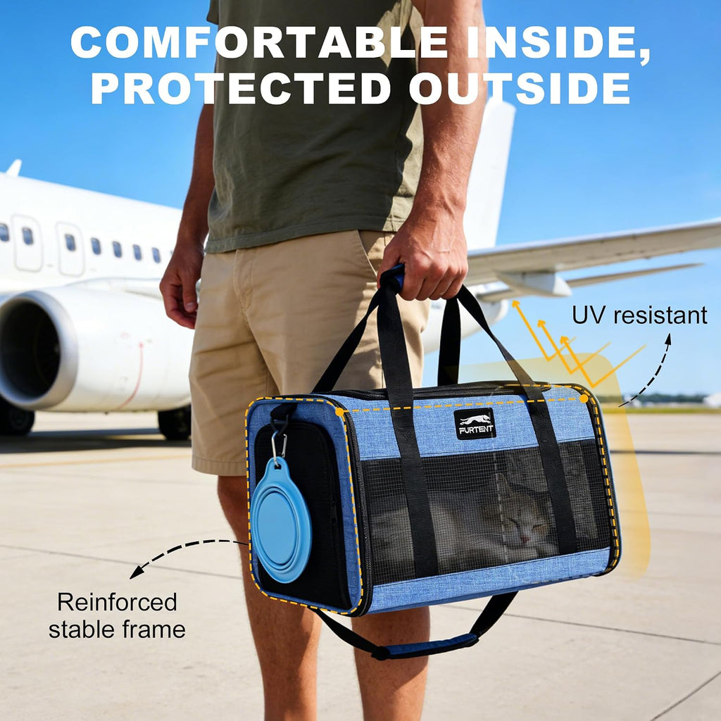 Pet Carrier Airline Approved, Soft Sided Cat Carrier for Small Pets up to 13 lbs, TSA Approved Dog Travel Bag