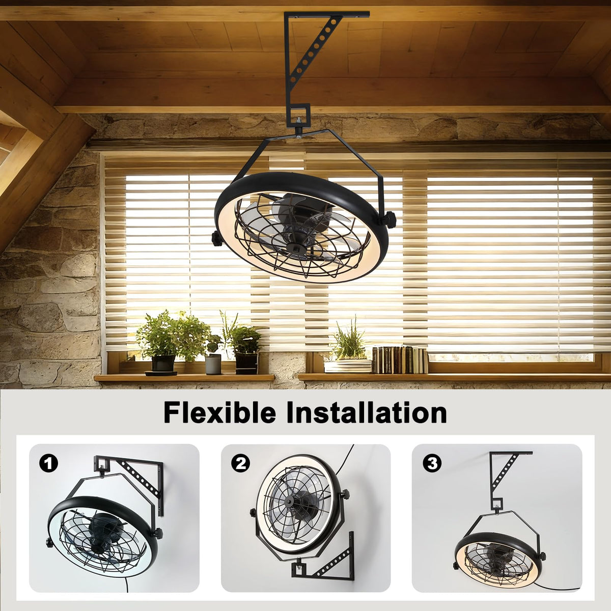 23" Wall Mount Fan with Light,Plug in Wall Fan with Remote/App Control