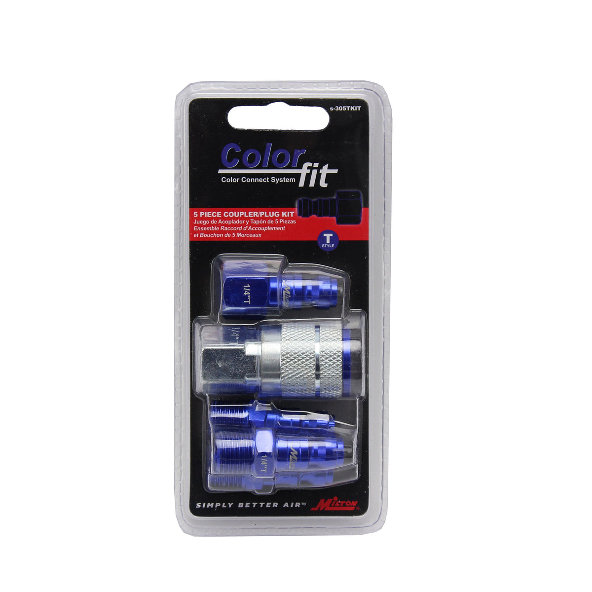 ColorFit Coupler & Plug Kit (5 Piece), T-Style 1/4" NPT Blue