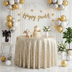 132 Inch Round Champagne Sequin Tablecloth
