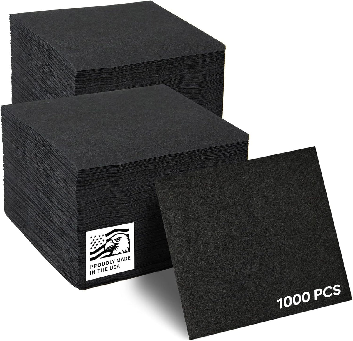 Sierra Touch 1,000 Count 2-Ply Beverage Napkins, USA (Black)