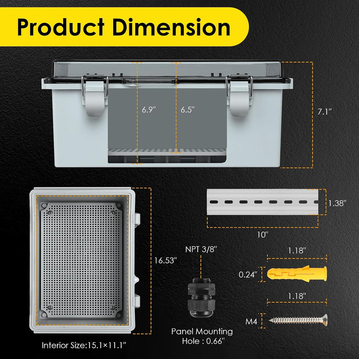 IP67 ABS Outdoor Electrical Junction Box Waterproof with Aluminum DIN Rail