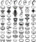 Vintage Silver Knuckle Rings Set for Women Men, Chunky Rings Aesthetic Snake Grunge Stackable Gothic Ring Adjustable