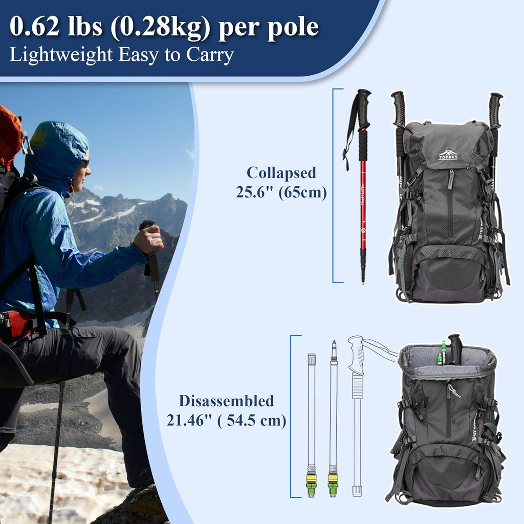 Telescopic Trekking Poles for Hiking, Anti-Shock Nordic Walking Sticks | Hiking Poles Collapsible Lightweight &