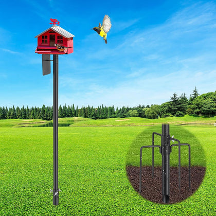 Bird Feeder Pole, 105" Heavy Duty Adjustable Feeder Stand with 5-Pronged Base for Birdhouse Mounting, Weather