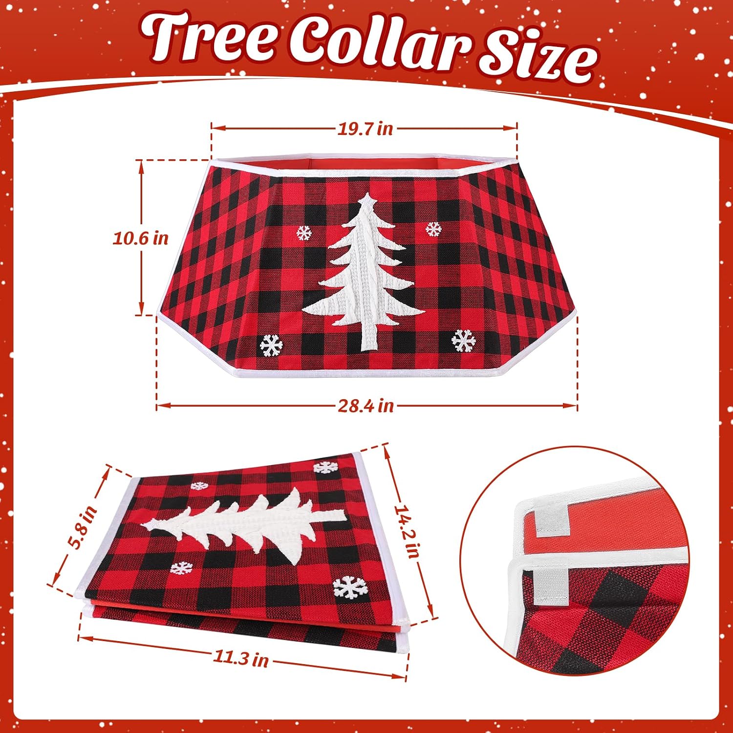 Christmas Tree Collar, 26’’ Christmas Tree Skirt Decorations Stand, Foldable Willow Skirt Ring for Artificial Trees