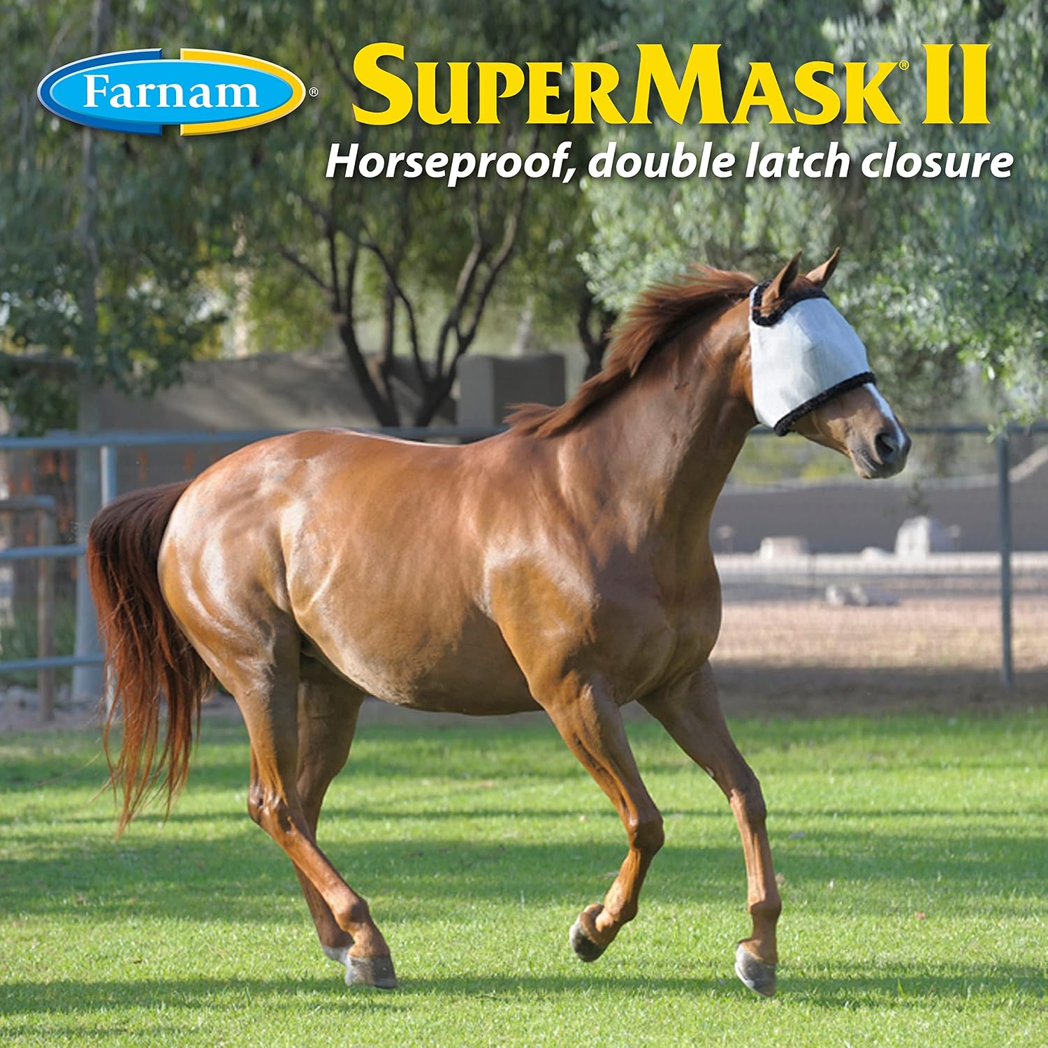SuperMask II Shimmer Weave Mesh Horse Fly Mask Without Ears, Eye Protection from Insect Pests, Soft Silver Mesh with