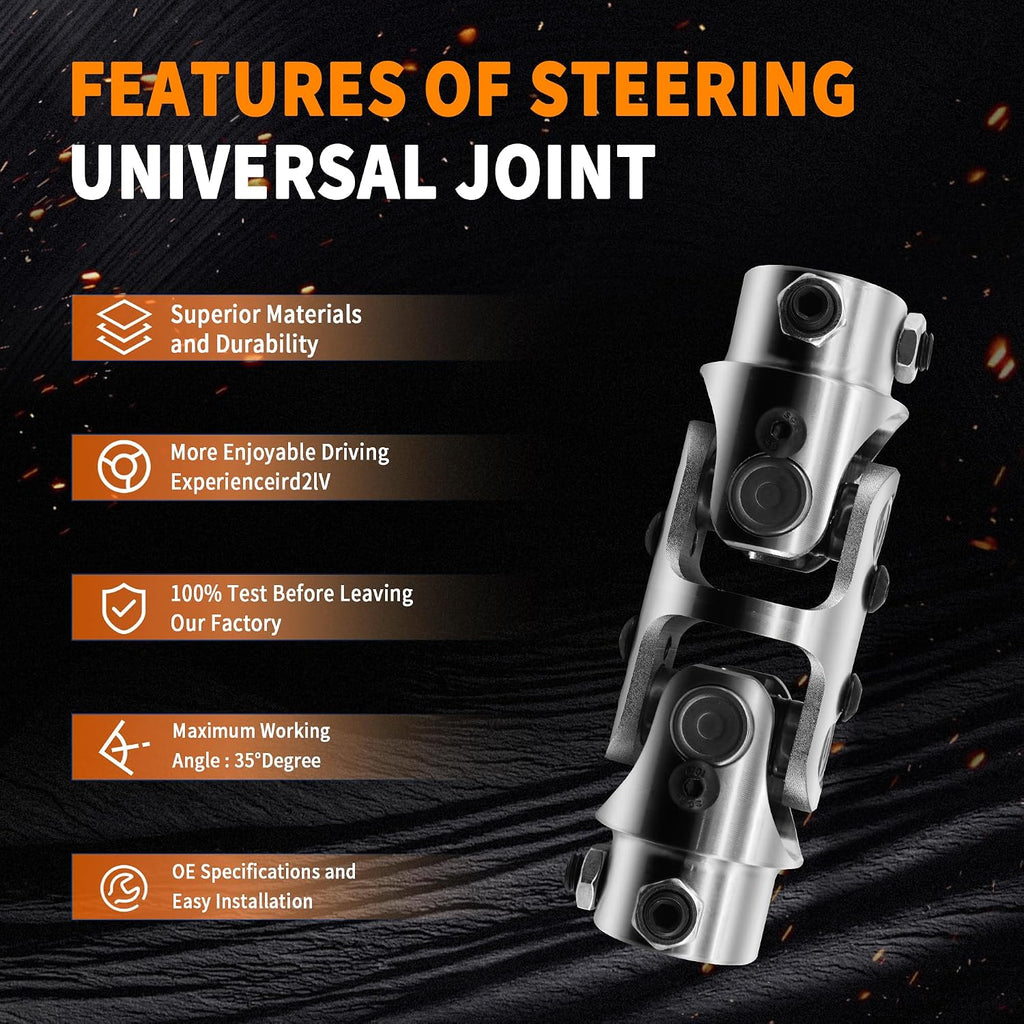 3/4" x 3/4" CHROME DOUBLE U Joint Steering Universal Joint DOUBLE U Joint Shaft,Total Length: 5-1/8"