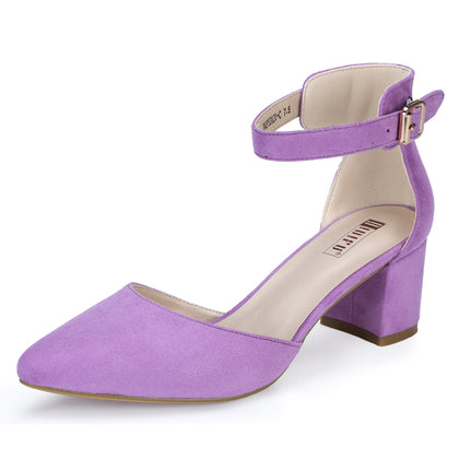 Women's Purple Pumps Low Block Heels Size 6.5