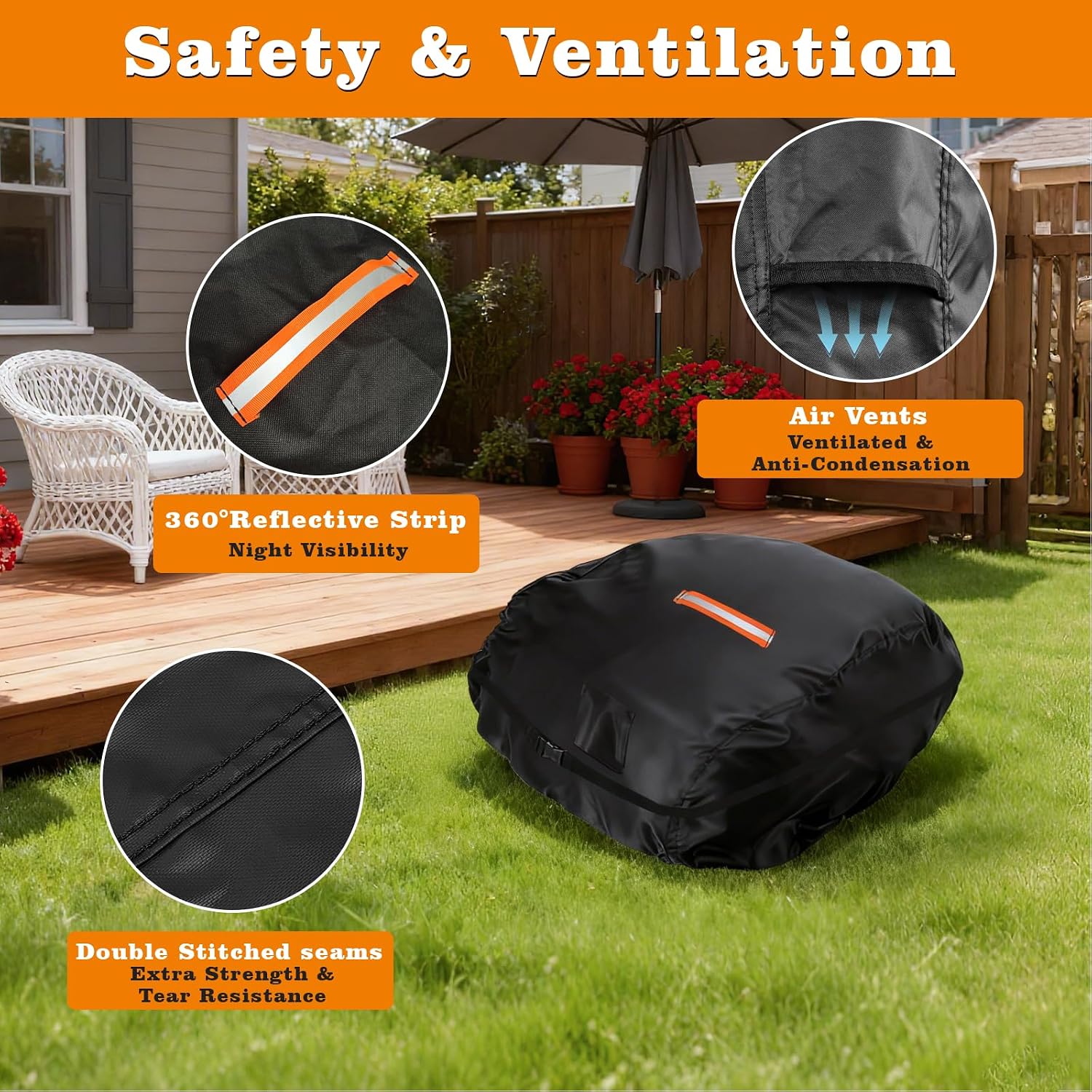 Robot Lawn Mower Cover 500D Robotic Lawnmower Cover 32x24x17in | Waterproof Heavy Duty Wire Free Automatic Lawnmower