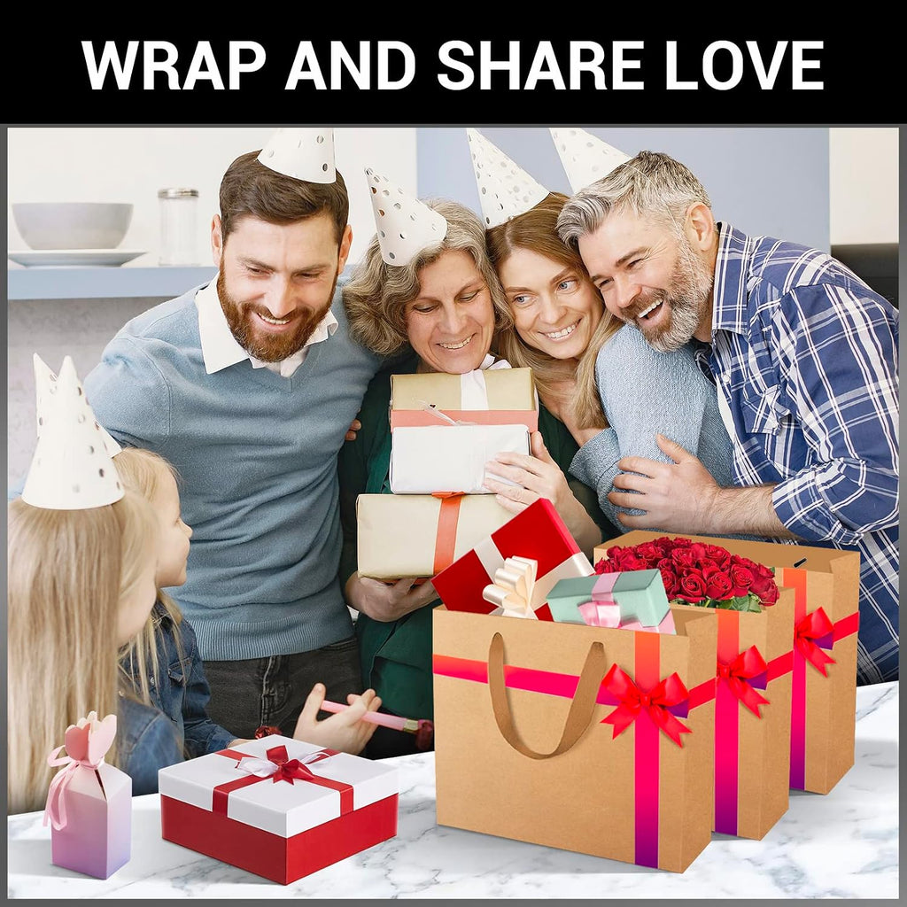 Kraft Paper Gift Bags, 25pcs Small 10.6"x3.1"x8.3" Brown Sturdy Heavy Duty Shopping Bags with Handle Bulk, Retail