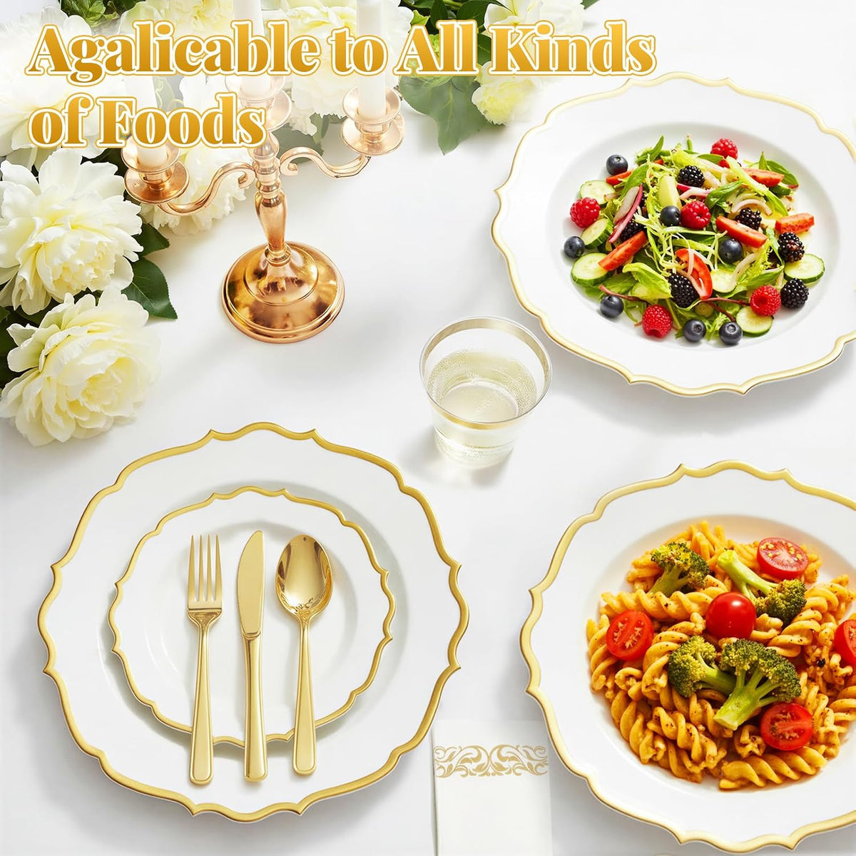 175 Piece Disposable Plastic Plates Dinnerware Set for 25 Guests