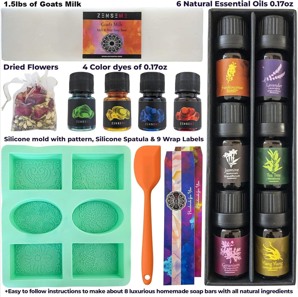 Soap Making Kit for Adults, Make Your Own Soap with Melt & Pour - DIY | Gentle soap supplies 6 Essential Oils