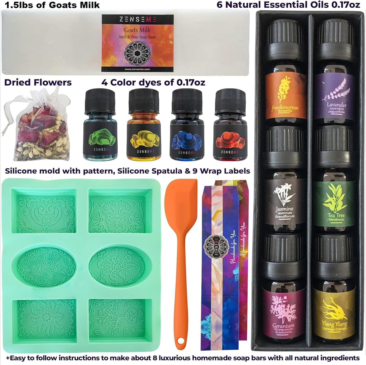 Soap Making Kit for Adults, Make Your Own Soap with Melt & Pour - DIY | Gentle soap supplies 6 Essential Oils