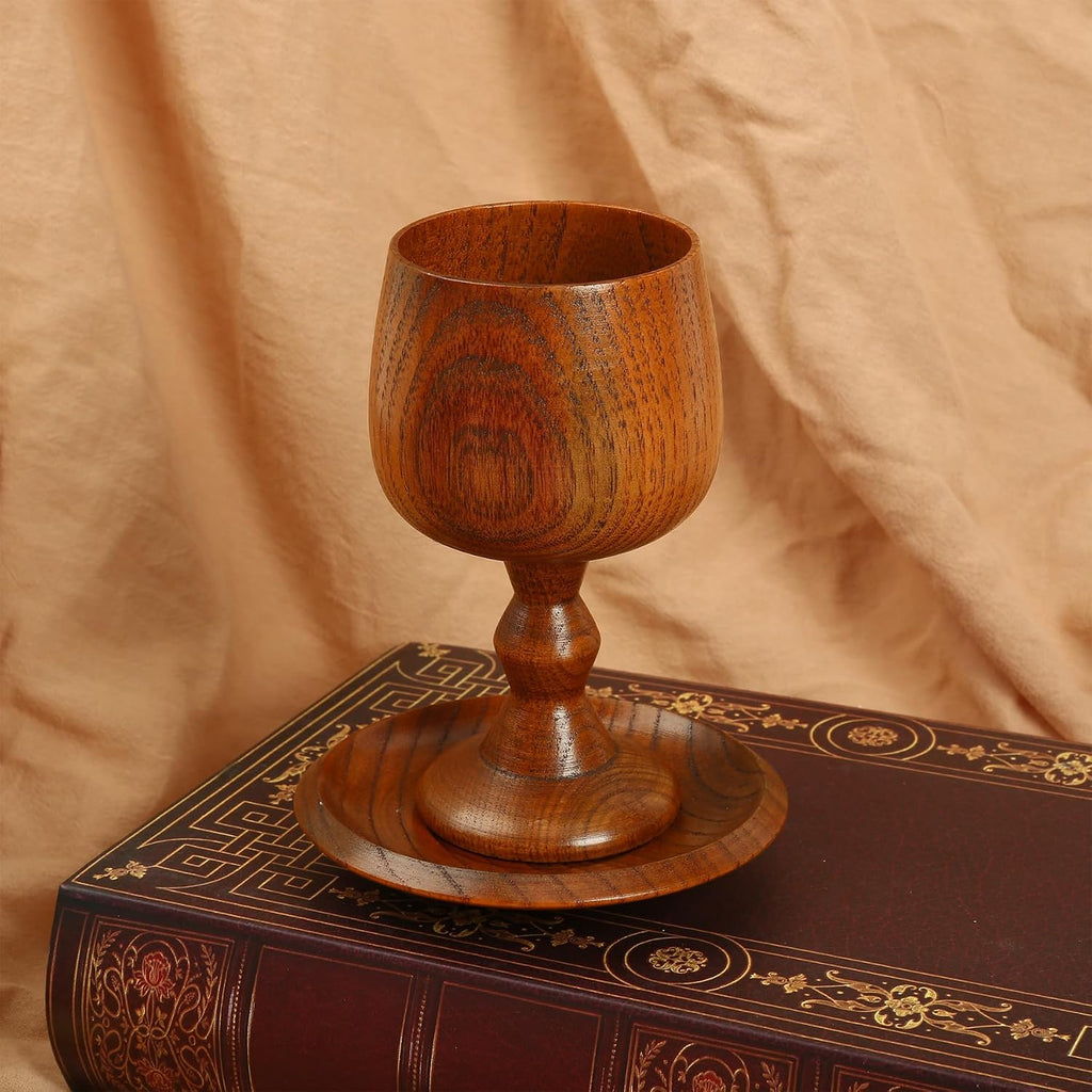 Chalice Cup Wooden, Communion Goblet with Tray & Gift Bag, Communion Chalice Wooden Goblet, Handmade Vintage Wine Cup