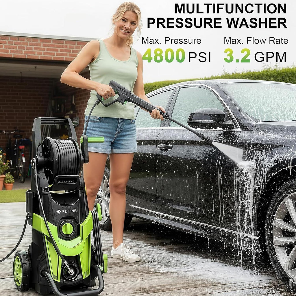 2026New Power Pressure Washer 4800PSI with 4 Quick Connect Nozzles,Inlet Hose & Filter, Foam Cannon for
