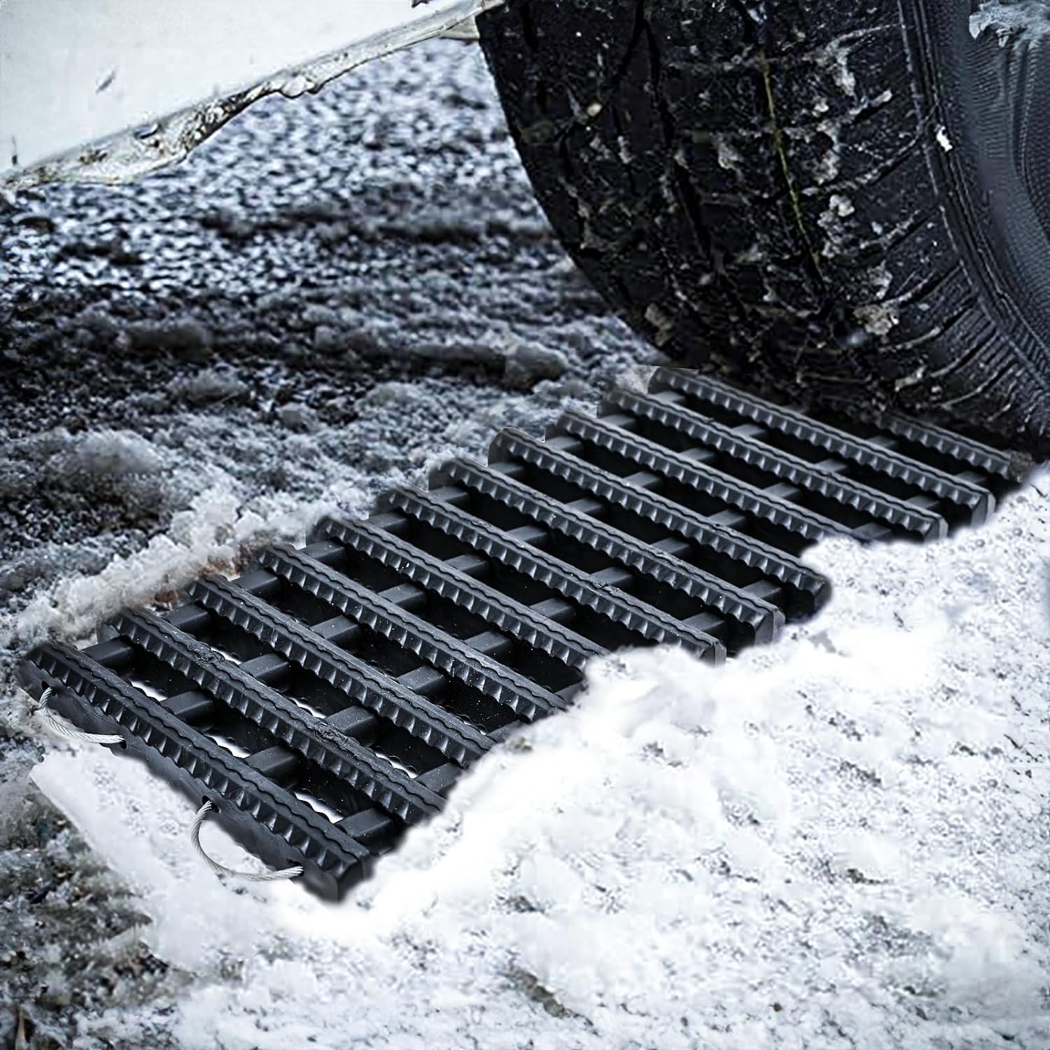 2 Pack Tire Traction Mat Portable Recovery Track Emergency Devices for Vehicle to Get Unstuck from Snow, Mud, and