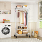 Rolling Clothes Rack, Clothing Racks for Hanging Clothes, White