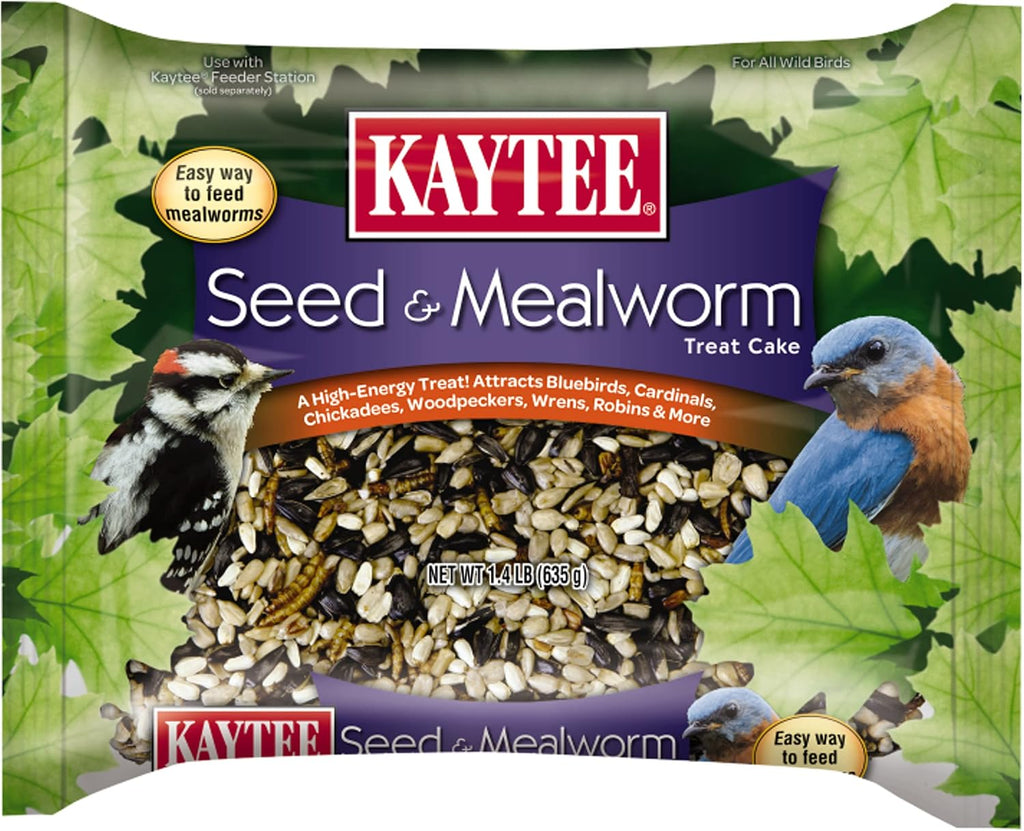 Wild Bird Seed & Mealworm Seed Cake Food For Bluebirds, Chickadees, Woodpeckers and More, 1.4 Pound
