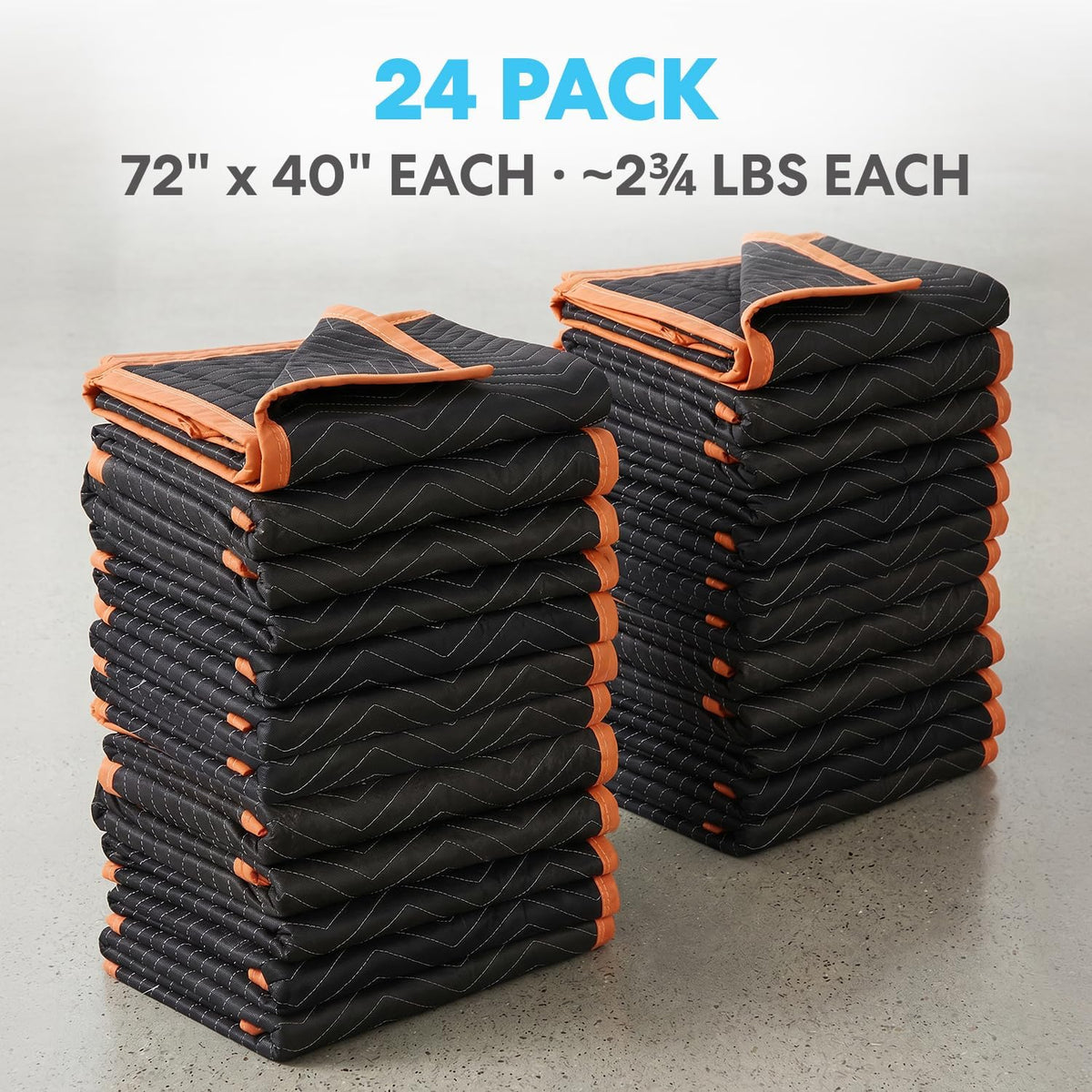 Heavy Duty Padded Moving Blankets 72" x 40" – 24 Pack – Packing Blankets, Furniture Covers for Moving
