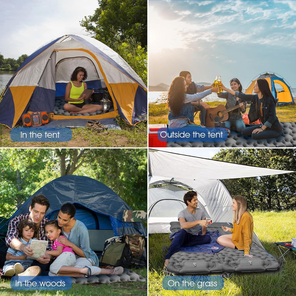 Sleeping Pad for Camping- Ultralight Inflatable Sleeping Mat with Built-in Foot Pump & Pillow, Upgraded Compact