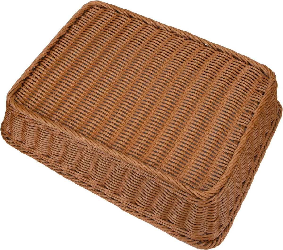 2 Pack Woven Bread Basket, Plastic Wicker Fruit Baskets 15.7 x 11.4 Inch, Imitation Rattan Food Serving Trays for