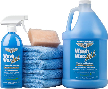 Wet or Waterless Wash Wax Kit 144oz UV Protection. Cleans, Protects, and Shines. Aircraft Quality Just Spray On and