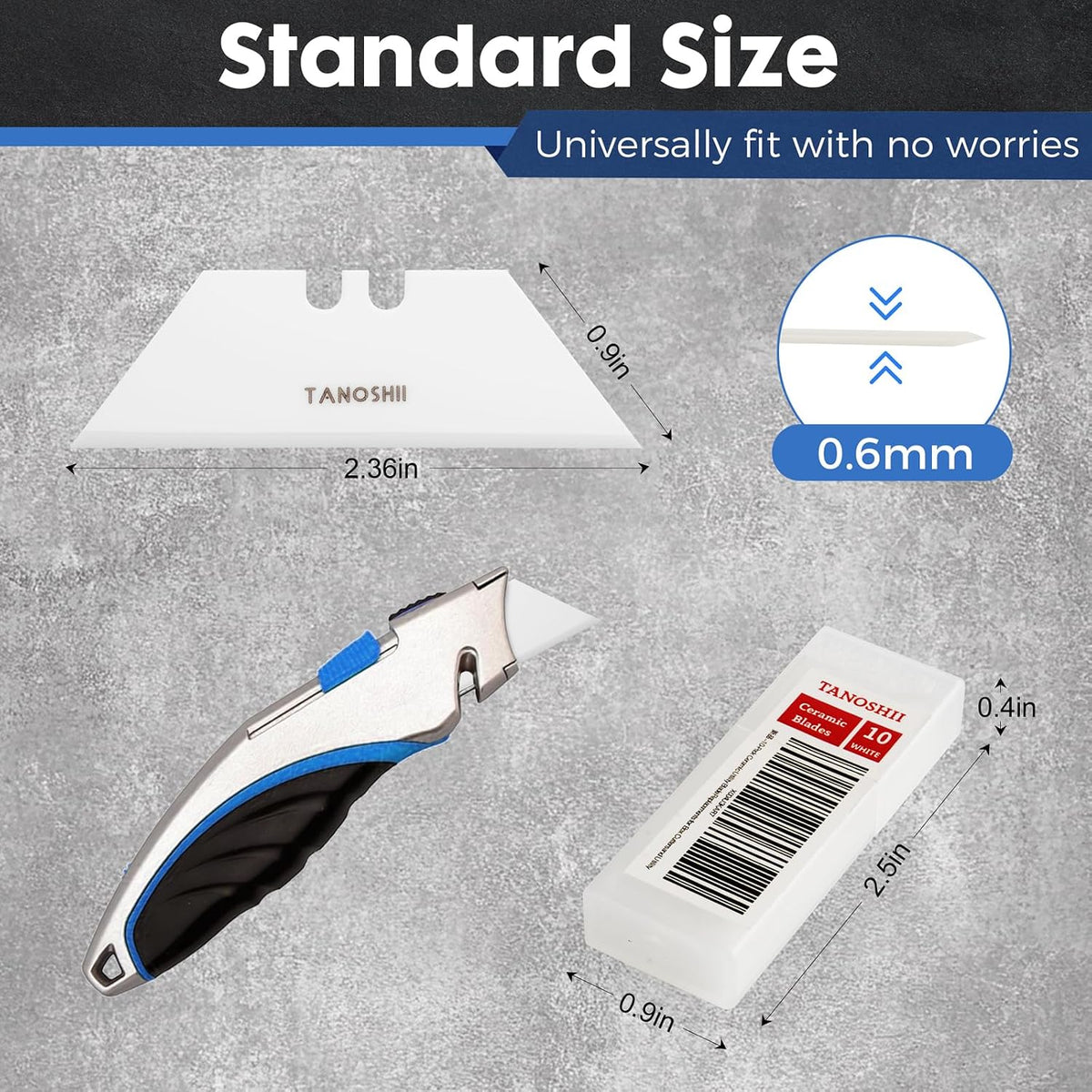 Zirconia Ceramic Blades – 10-Pack Replacement Utility Blades for Utility Knives, Box Cutter, Keep Sharp Longer – White