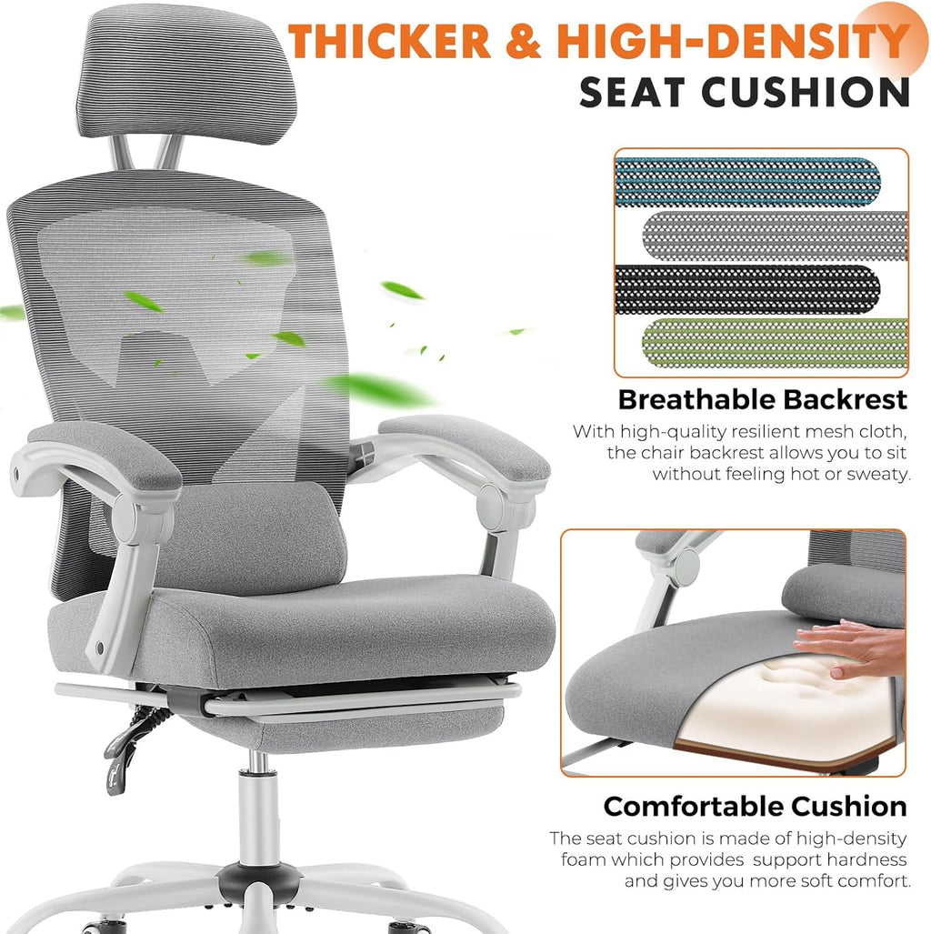 Office Computer Desk Chair with Footrest,Ergonomic High-Back Mesh Rolling Work Swivel Chairs with Wheels,Comfortable