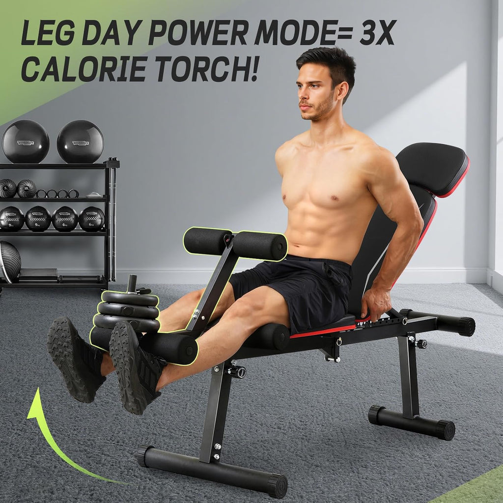 Adjustable Weight Bench with Leg Extension and Leg Curl, 1200 lbs | Foldable Workout Bench, Flat Incline Decline