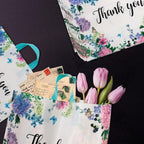 60 Pieces Thank You Gift Bags 12"x 15" with Soft Loop Handles, Floral Shopping Bags Reusable Plastic Shopping Bags