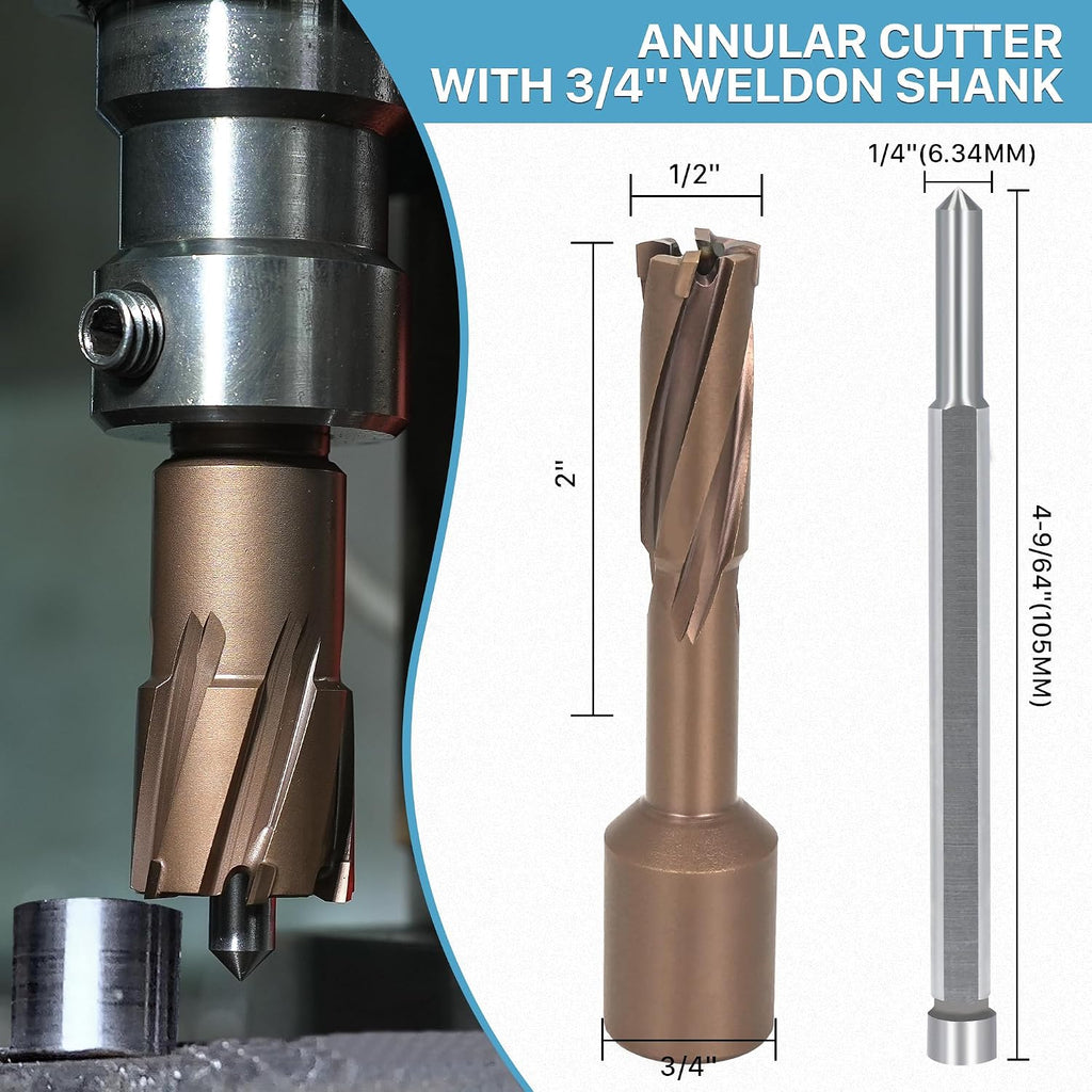 KEENTECH Carbide-Tipped Annular Cutter, 1/2" Diameter x 2" Depth