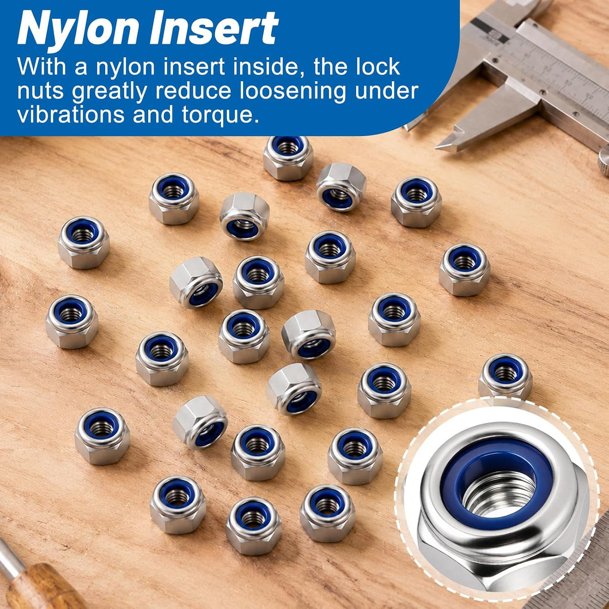 M3-0.5 Lock Nut 330Pcs Stainless Steel Nylock Locking Nuts with Washer