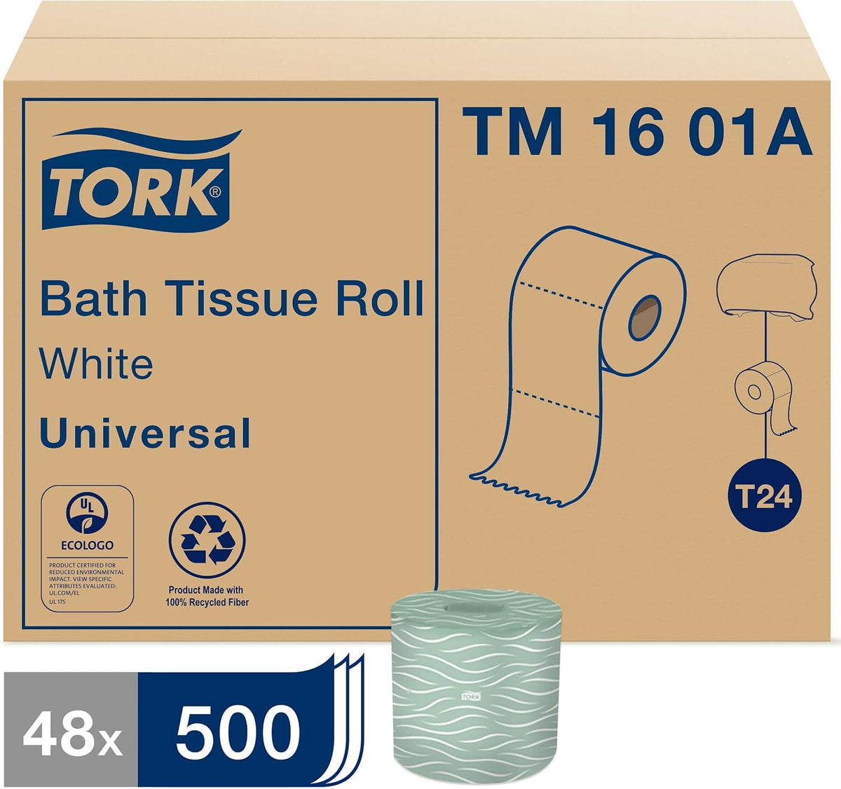 Universal Bath Tissue Roll, 2-Ply, 48 rolls, 500 sheets, TM1601A, White