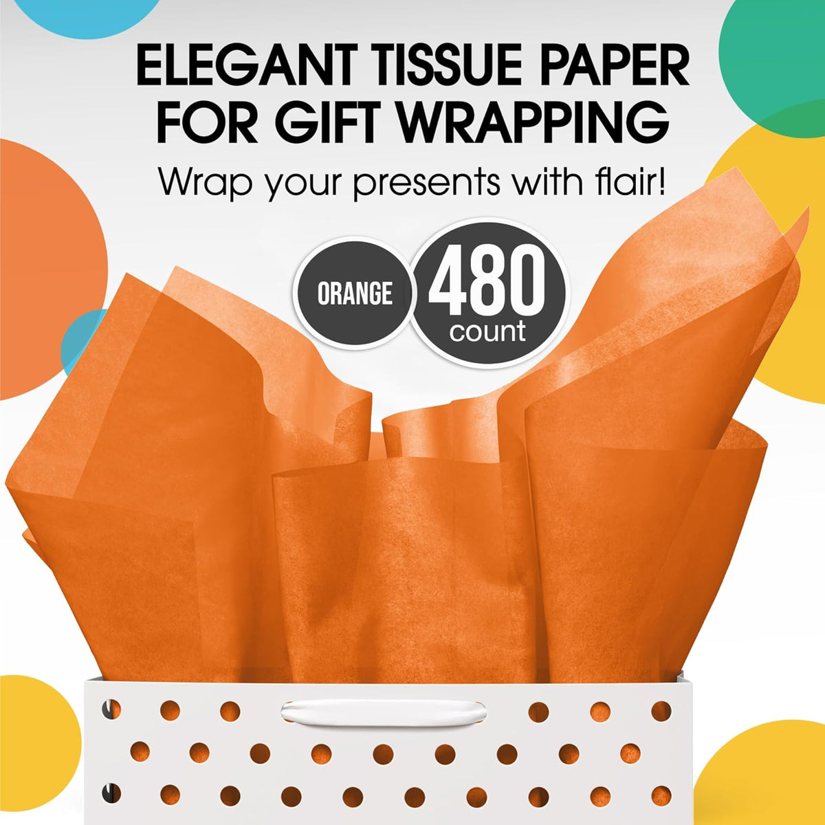 Orange Tissue Paper for Gift Bags 15" X 20" 480 Sheets