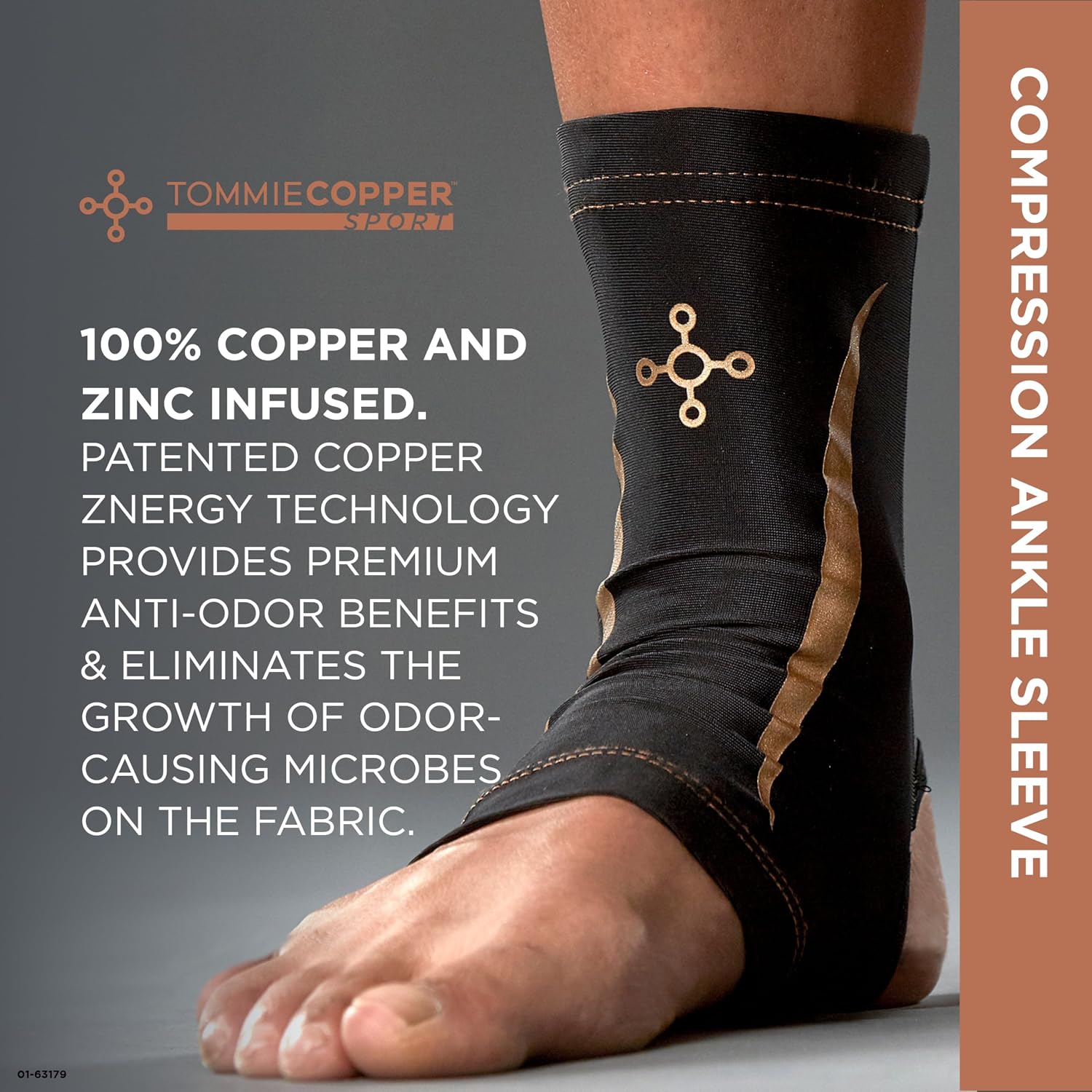 Ankle Compression Sleeve, 15-20 mmHg (L/XL, Black)