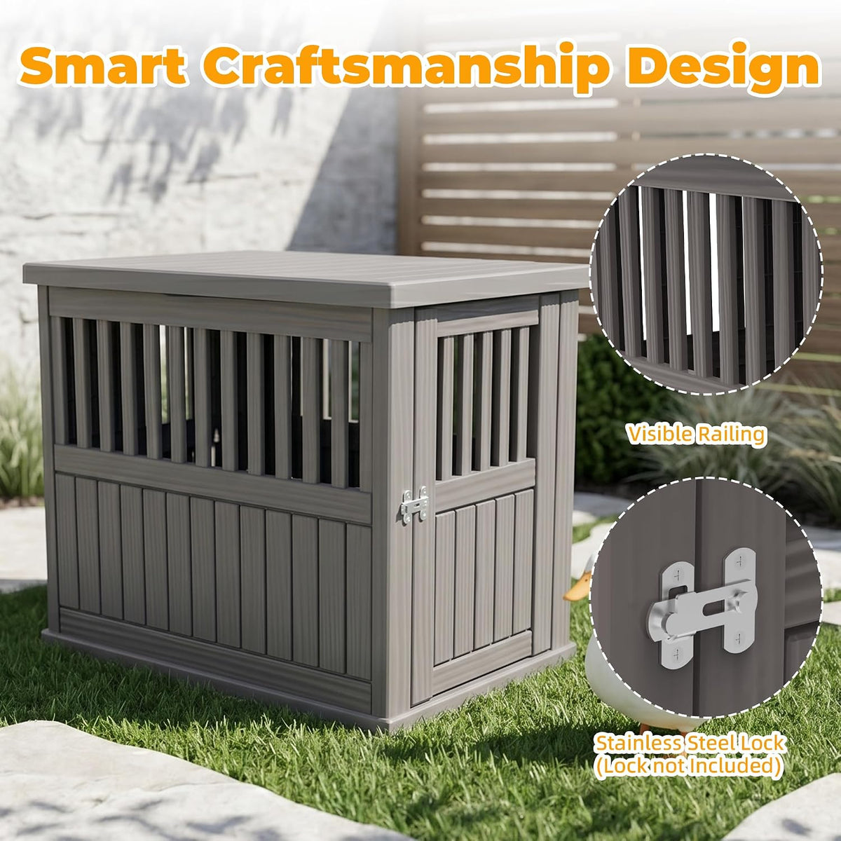 Outdoor Duck House, PP Resin Poultry Shelter, Gray