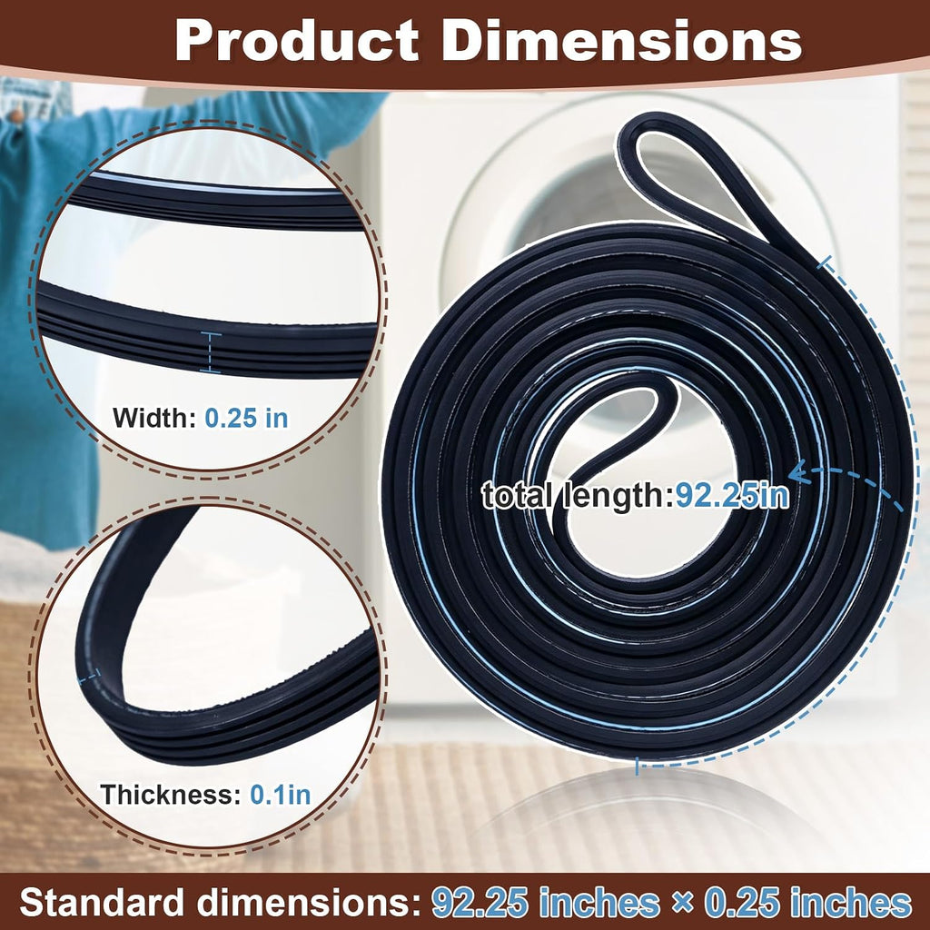 2-Pack 92.25" 4-Rib Replacement Dryer Belt, Compatible With WED4815EW1