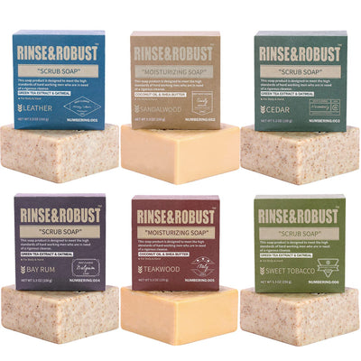 Mens Bar Soap 6Pcs Cleansing All Natural Handmade Mens Moisturizing&Exfoliating Oatmeal Scrub Soap Gift for Men