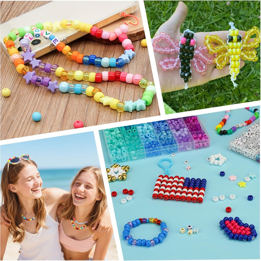 4200Pcs Pony Beads for Bracelet Making Kit, 48 Colors Kandi Beads Bracelet Kit, 2500PCS Rainbow Candy, 1700PCS