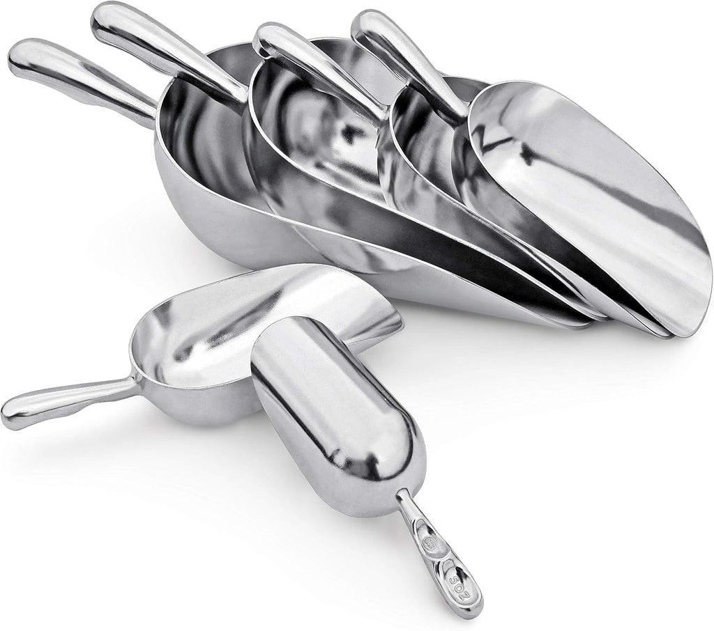 34509 Cast Aluminum Ice Scoop, 5-Ounce, Silver