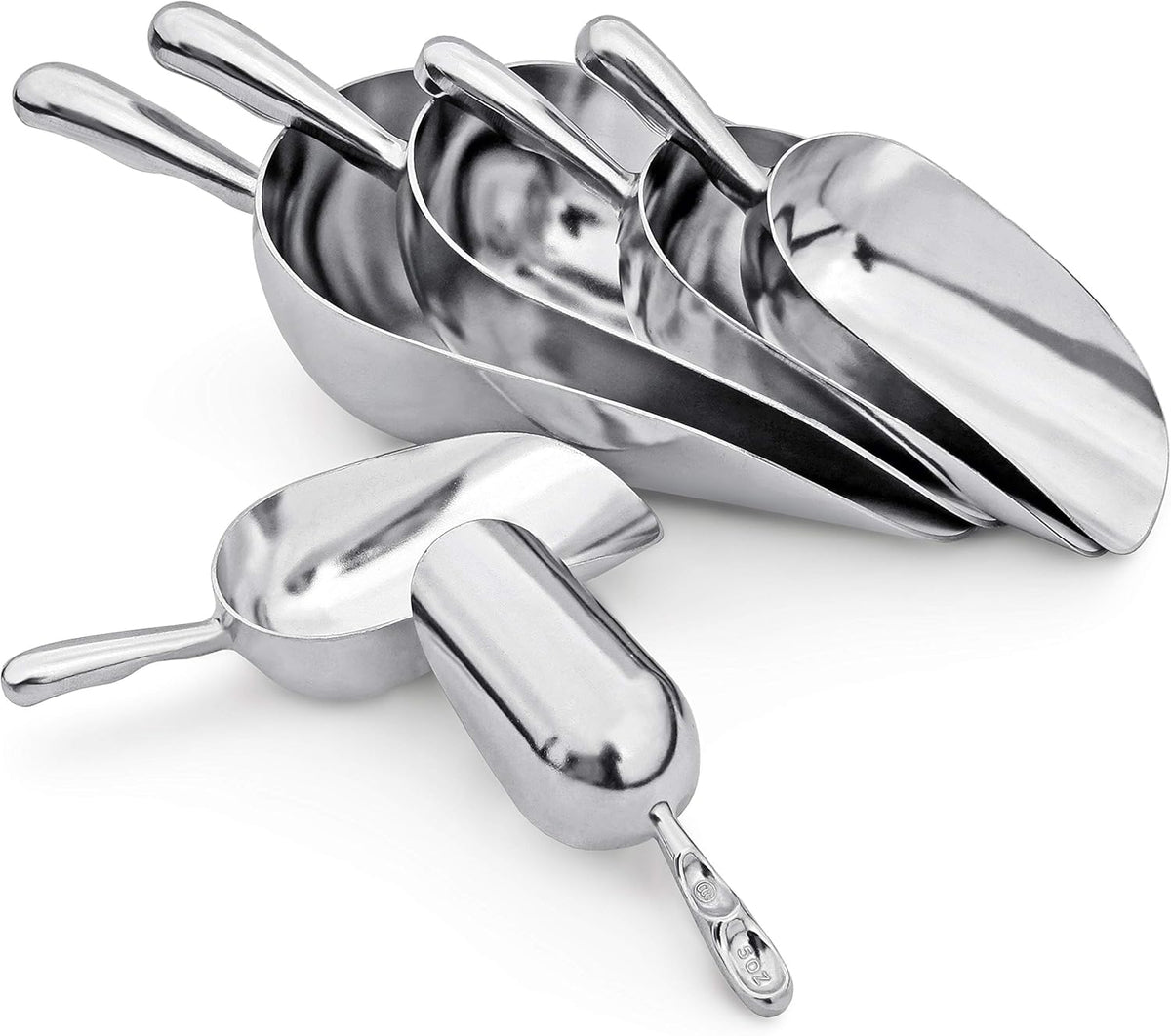 34509 Cast Aluminum Ice Scoop, 5-Ounce, Silver