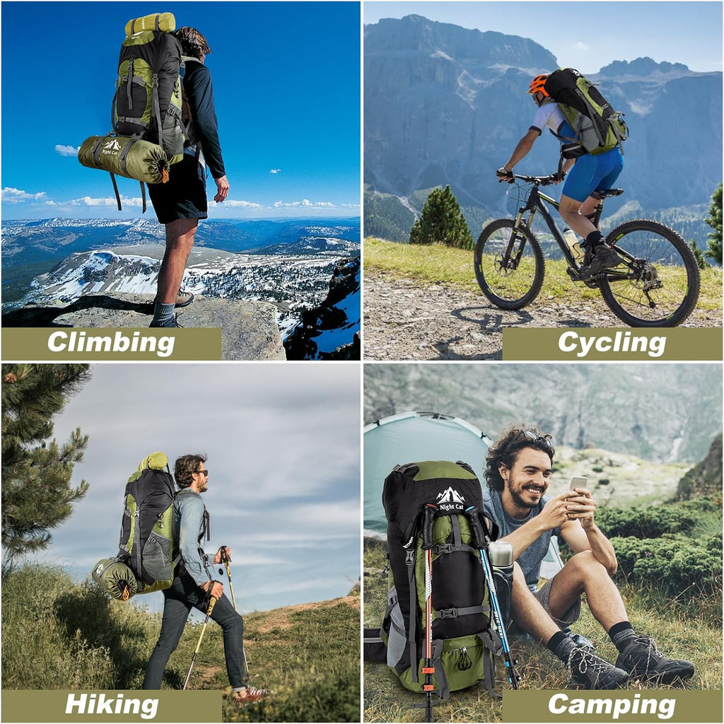 Hiking Backpacks 70L Camping Backpacking Packs for Men Women Lightweight Outdoor for Mountaineering Traveling, No