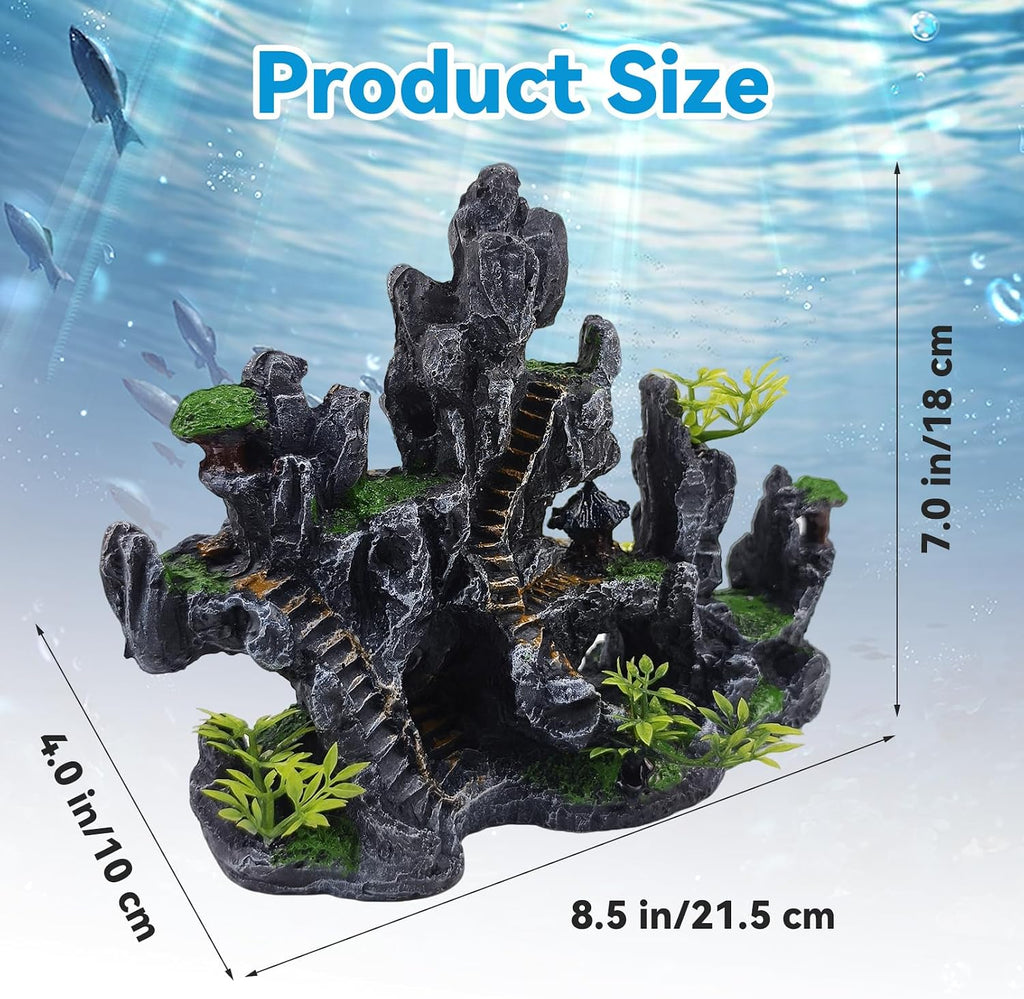 Aquarium Ornaments View Mountain,Fish Tank Decorations Resin Rock Landscape Artificial Stone Aquarium Decor with