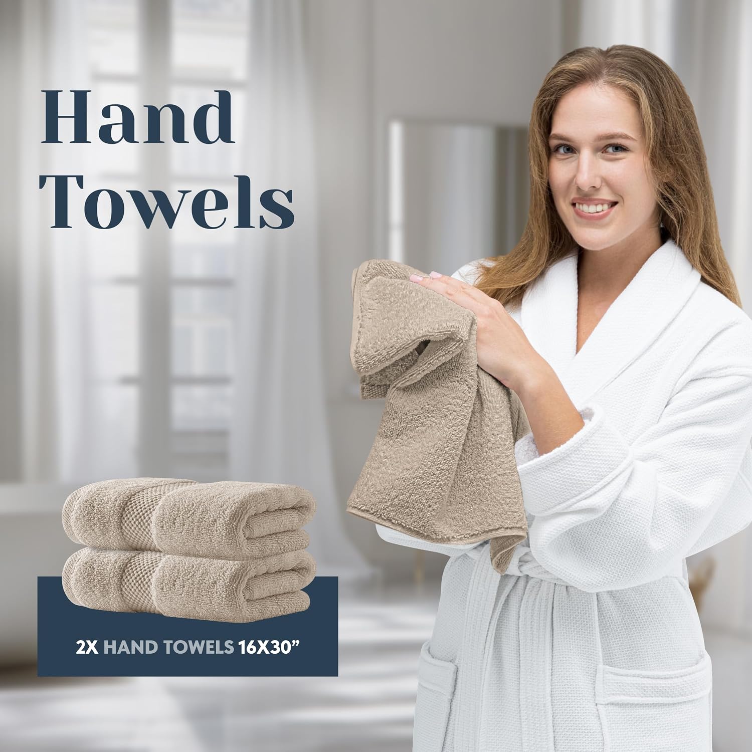 Luxury Bath Towel Set of 8 Pieces - 100% Turkish Cotton Highly Absorbent Towels for Bathroom, 2 Luxury Bath Towels